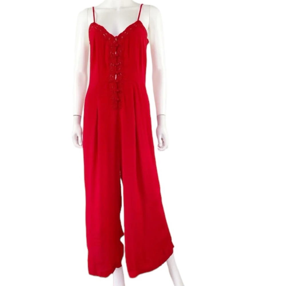 Free People Red Spaghetti Strap Jumpsuit